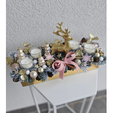 Adventes kompozīcija zelta/rozā toņos Adventes kompozīcija zelta/rozā toņos