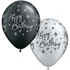 Helium balloon Happy Birthday black/silver