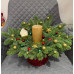 Red/gold/green Christmas candle in a velvet box