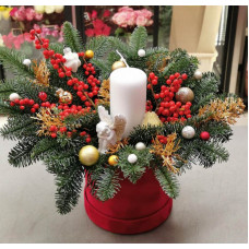 Red Christmas candle in box Red Christmas candle in box