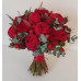 Bridal bouquet with roses in red tones
