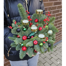 Christmas composition in a white pot