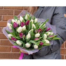 Bouquet -  White and purple tulips