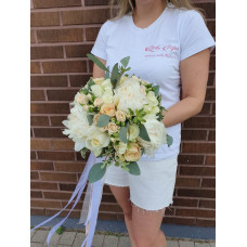Bridal bouquet with white peonies